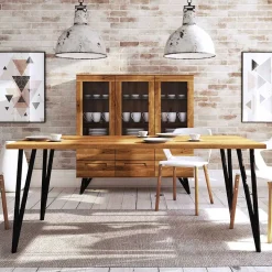 90cm breiter Esstisch mit Platte Wildeiche - Mandirov