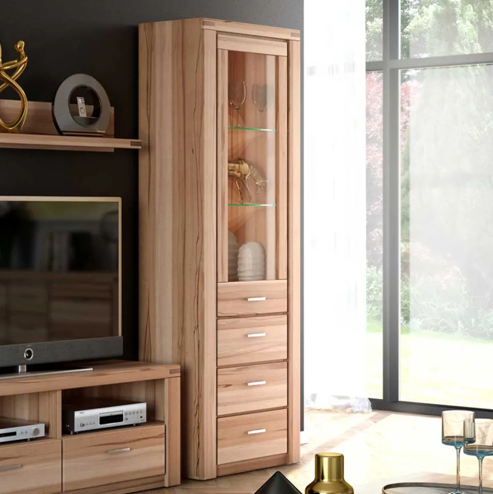 68cm breiter Vitrinenschrank in Kernbuche - Uhelia