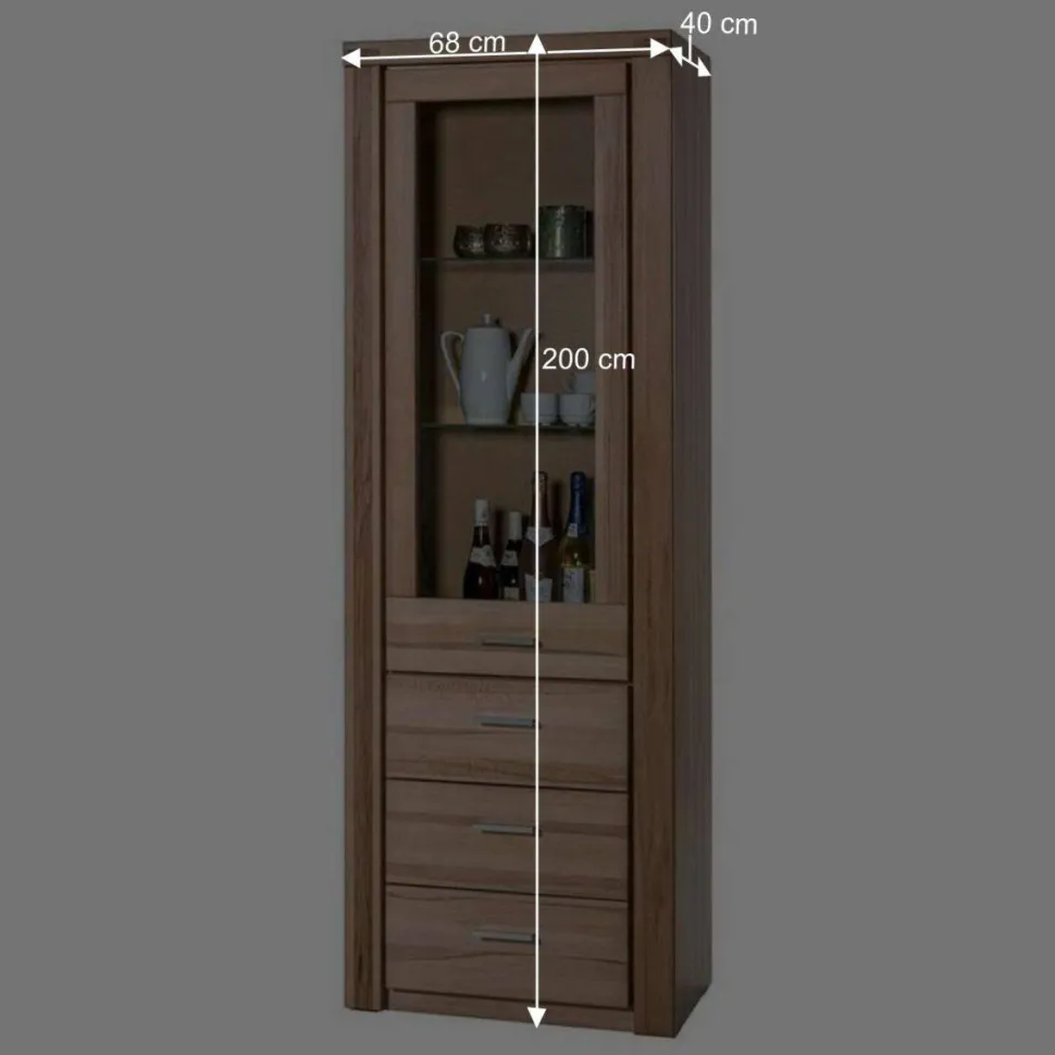68cm breiter Vitrinenschrank in Kernbuche - Uhelia