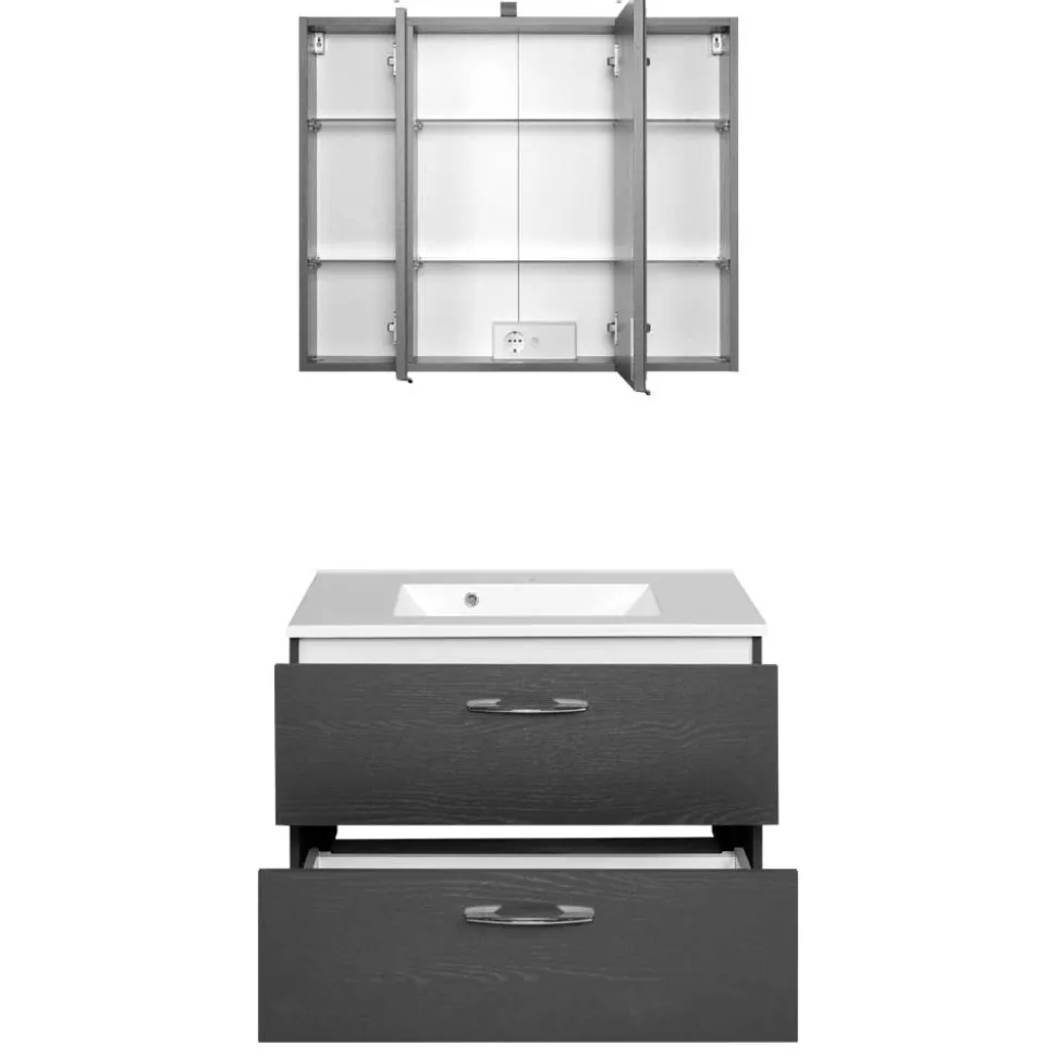 80cm breiter Waschtisch & Spiegelschrank - Juventuda (zweiteilig)