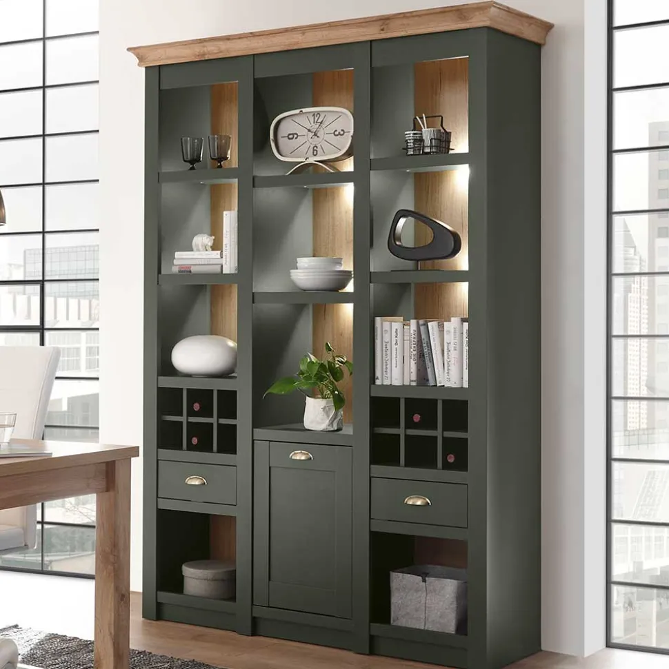 147cm breites Landhaus Regal in Graugrün - Eylan