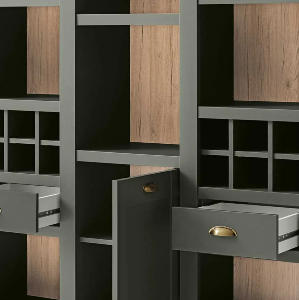 147cm breites Landhaus Regal in Graugrün - Eylan