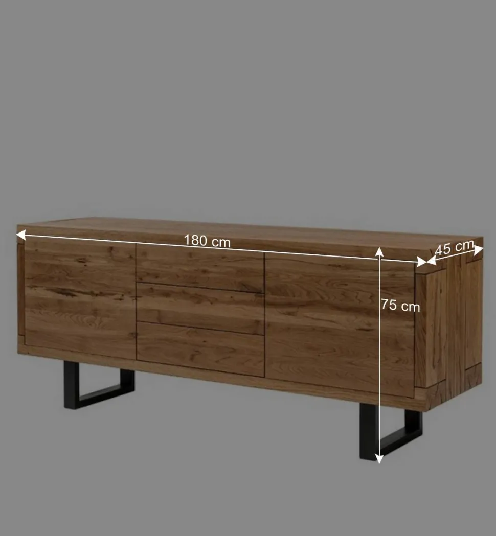 180cm Eiche Sideboard mit U-Gestell - Ventida