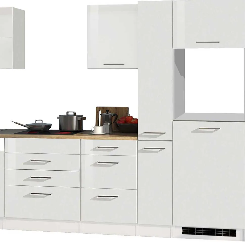 330cm Einbauküchenzeile in Weiß - Cuneo (achtteilig)