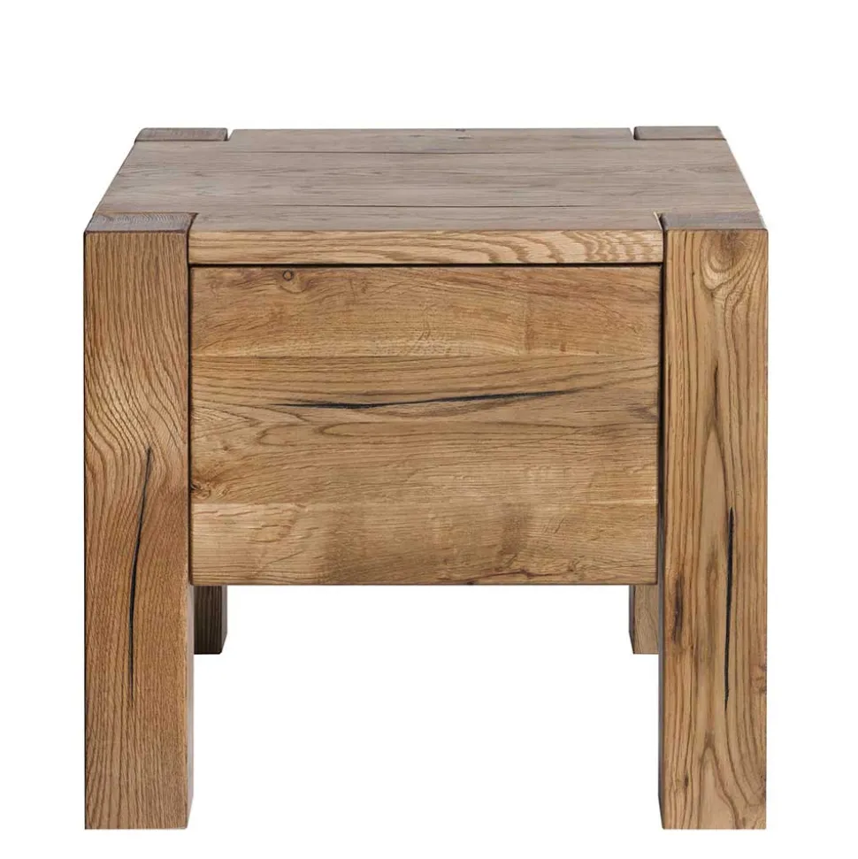 37cm hohe Nachtkommode aus Eiche Massivholz - Brave
