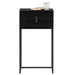 74cm hohe Nachtkonsole in Schwarz lackiert - Fronco