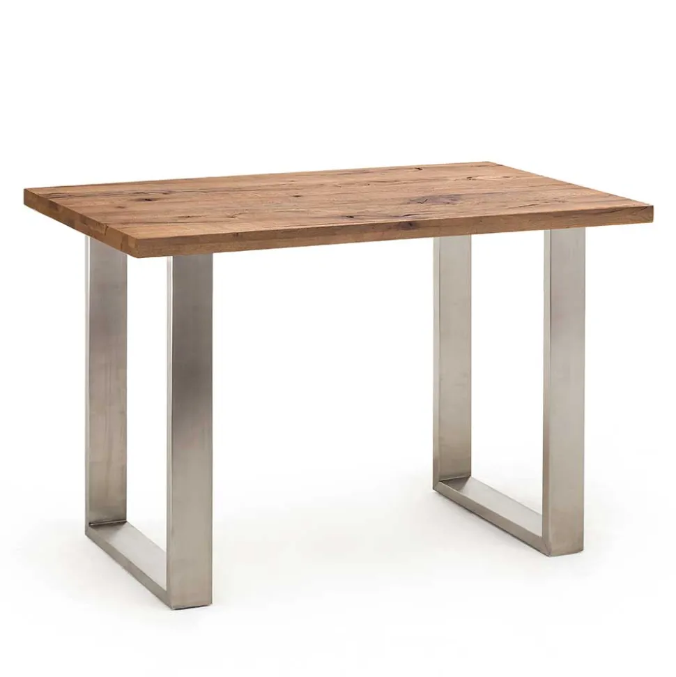 107cm hoher Tisch aus Eiche Dunkel & Edelstahl - Venerdi