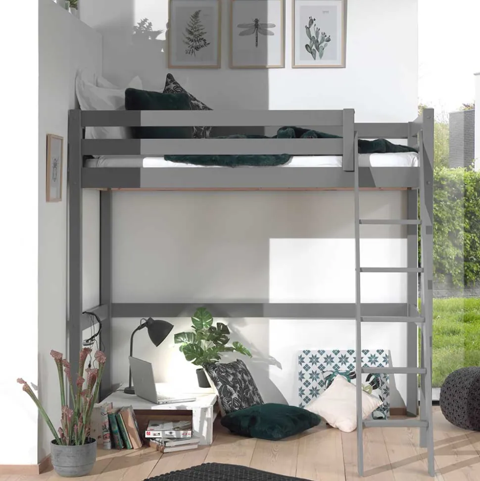 190cm hohes Hochbett in 90x200 oder 140x200 - Symca