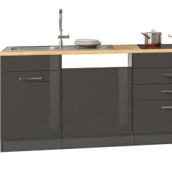 360cm Küchenzeile Leerblock in Grau - Bozenia (achtteilig)