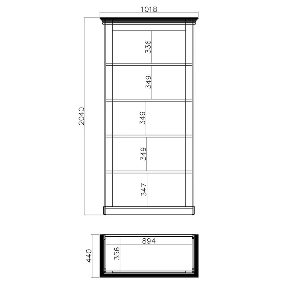367cm Landhaus Anbauwand Set - Diatara (vierteilig)