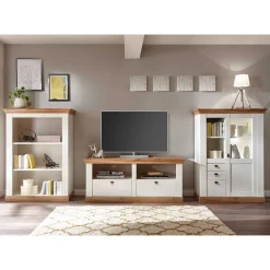 356cm Landhaus Wohnwand Set - Diatara (dreiteilig)