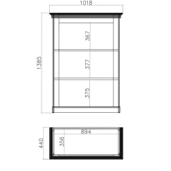 356cm Landhaus Wohnwand Set - Diatara (dreiteilig)