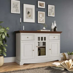 130cm Landhauskommode mit Glaseinsatz - Manipur