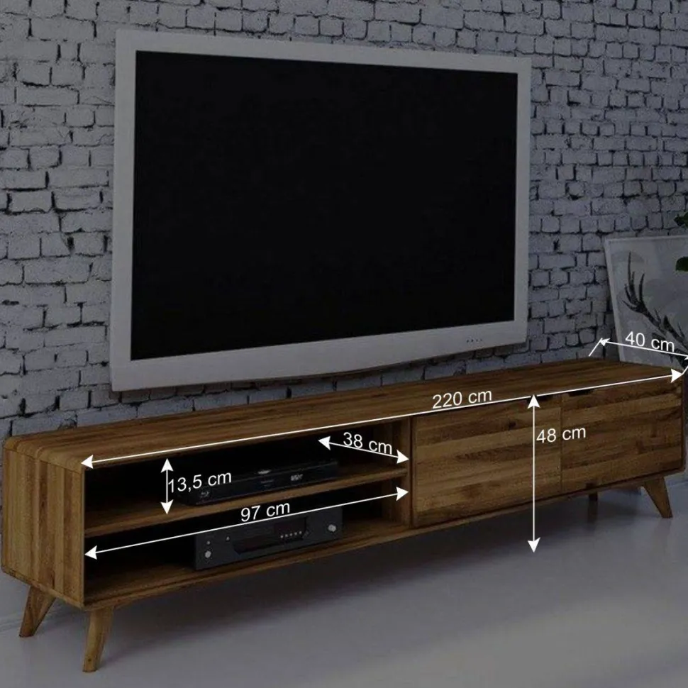 220cm lange TV Kommode aus Wildeiche - Eavy