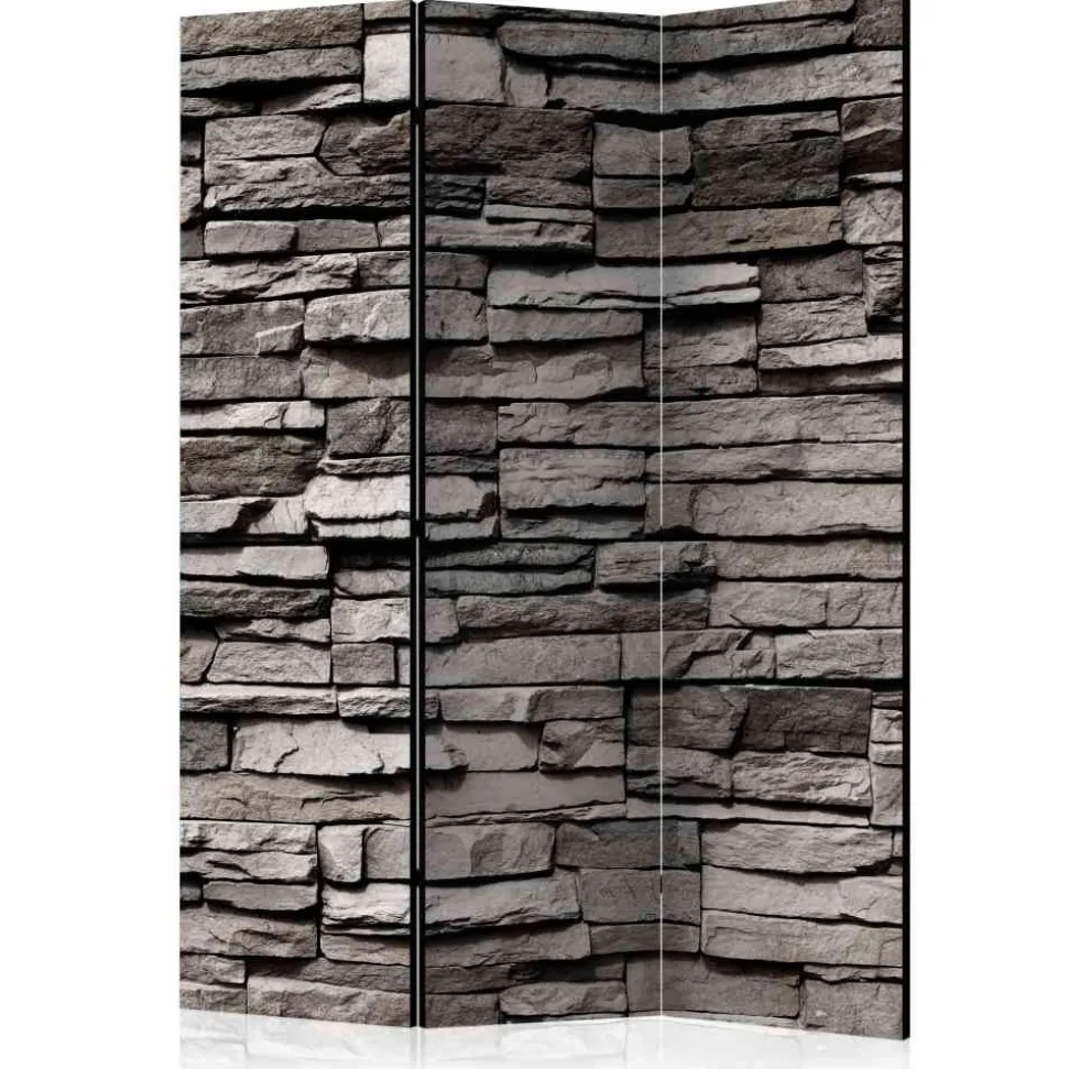 135cm Paravent Steinwand in Grau - Rambano