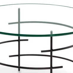 60cm runder Couchtisch mit Glasplatte - Prakto