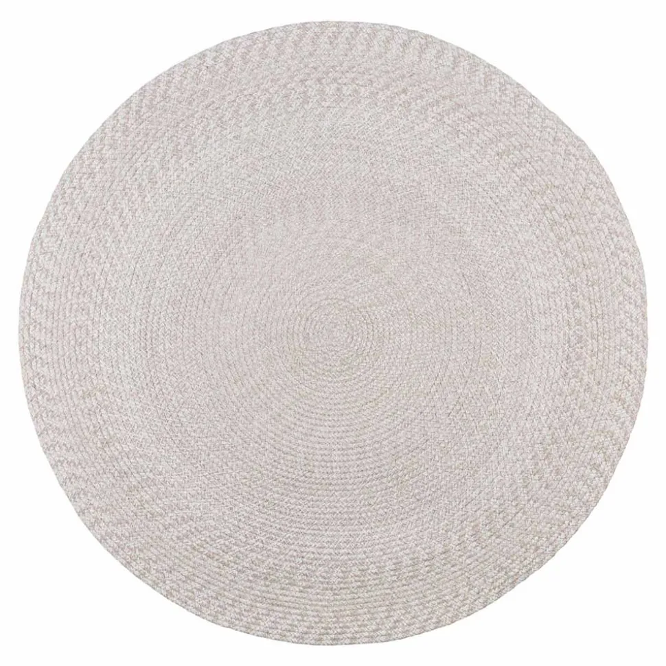 120cm runder Outdoor-Teppich in Cremeweiß - Fleurs