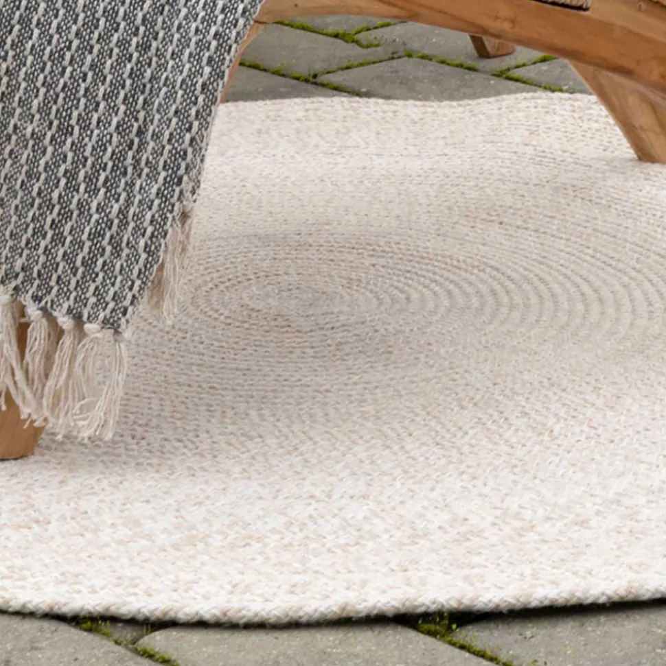120cm runder Outdoor-Teppich in Cremeweiß - Fleurs