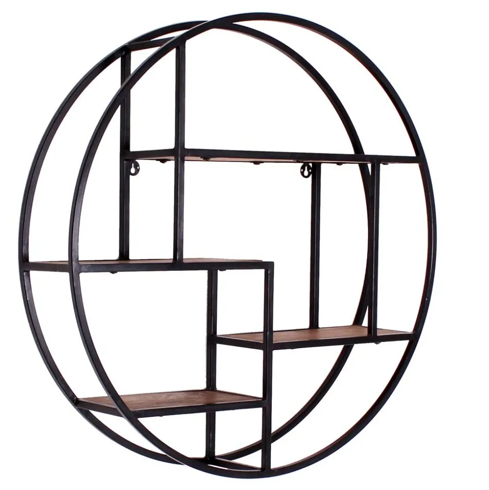75cm rundes Hängeregal aus Metall & Holz - Mendoza
