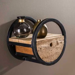 30cm Rundes Wandregal mit Schublade - Ultina