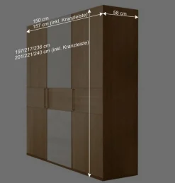 150cm Schlafraum Kleiderschrank 3-türig - Emdsiva