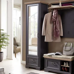 65cm schmaler Dielenschrank mit Spiegel Tür - Thumbs