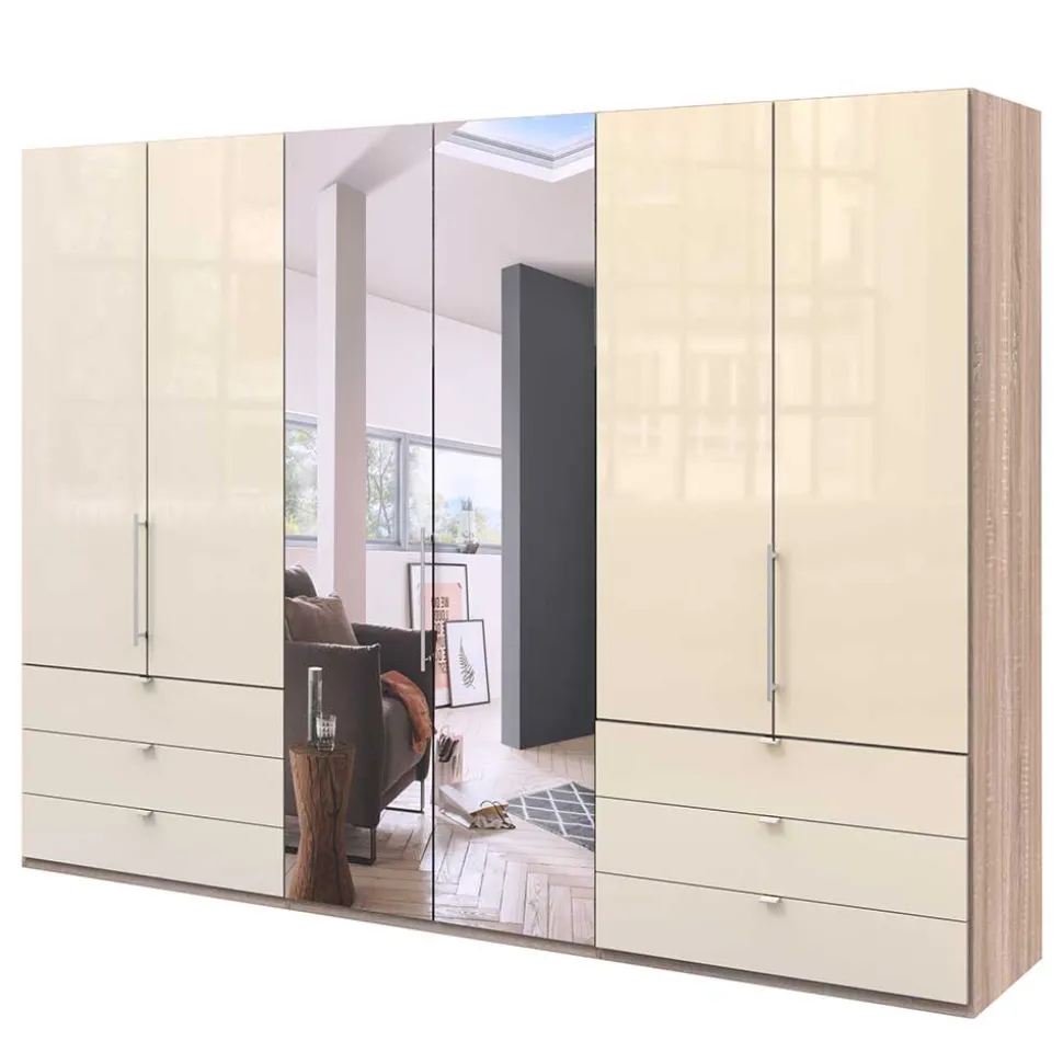 300cm 3-türiger Falttürenschrank mit Spiegel - Rativian