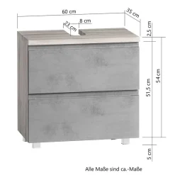 60cm Unterbeckenschrank in Grau & Wildeiche - Jambi