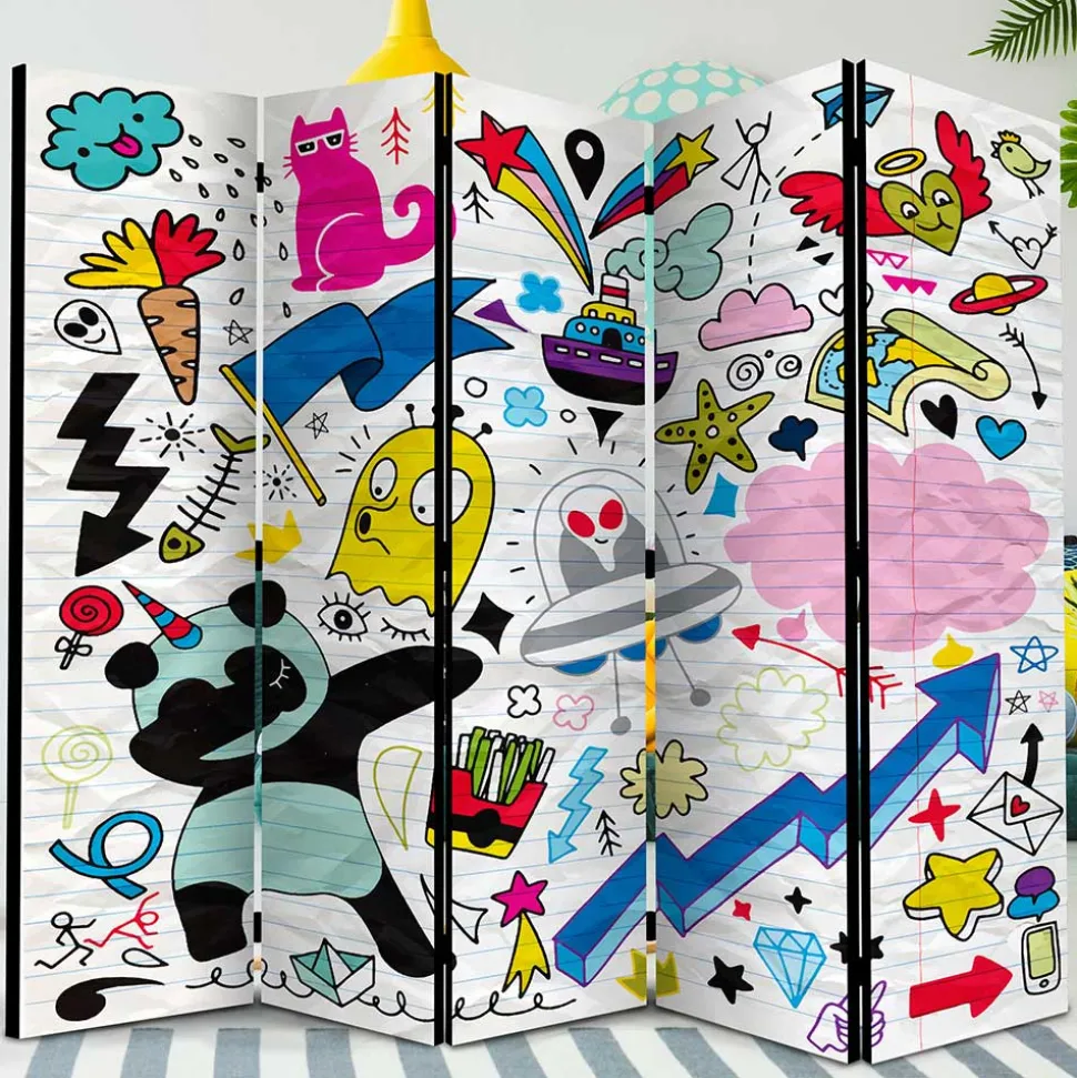 Comic Style Paravent mit bunten Motiven - Patasano