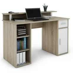 Computertisch in Sonoma-Eiche und Weiß - Bojan