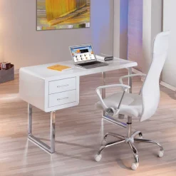 Computertisch Point in Hochglanz Weiß