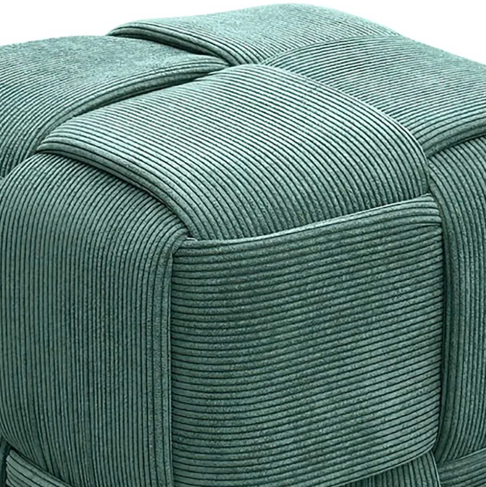 Cord Pouf in Dunkelgrün - Glory