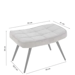 Cordsessel und Fußhocker in Grau - Zoryano (zweiteilig)