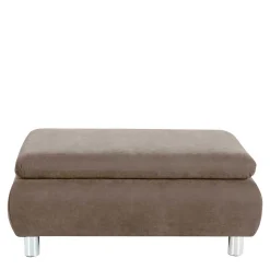 Couchhocker in Beigegrau mit Chrom - Hayley