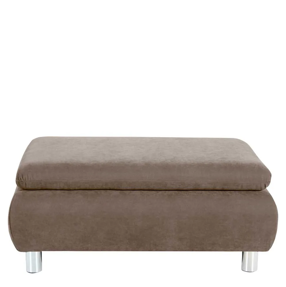 Couchhocker in Beigegrau mit Chrom - Hayley