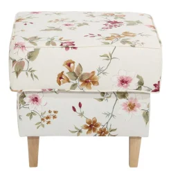 Couchhocker in Weiß mit Blumen Muster - Salines