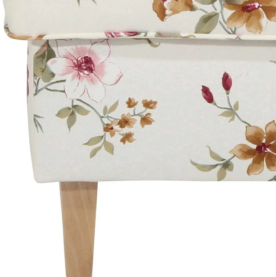 Couchhocker in Weiß mit Blumen Muster - Salines