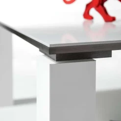 Couchtisch auf Rollen in Weiß Hochglanz mit Alu - Erminia