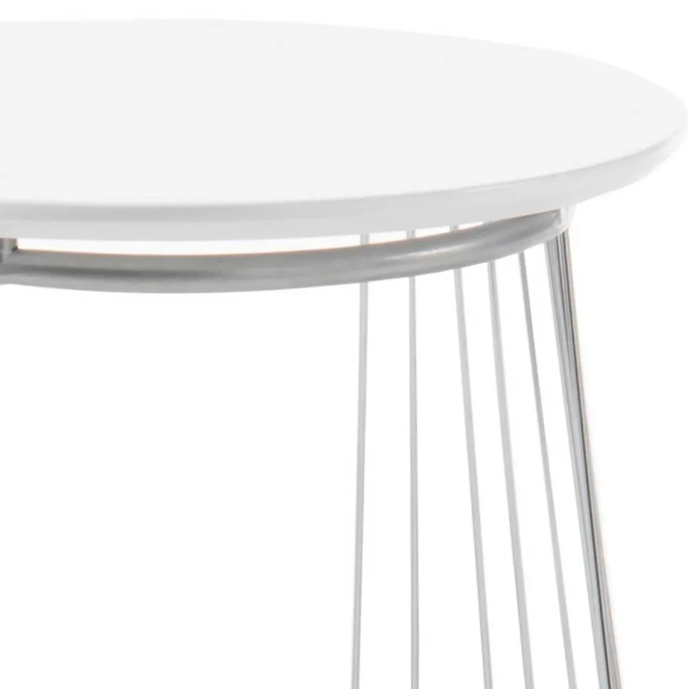 Couchtisch in Mattweiß mit Chrom - Rosibla