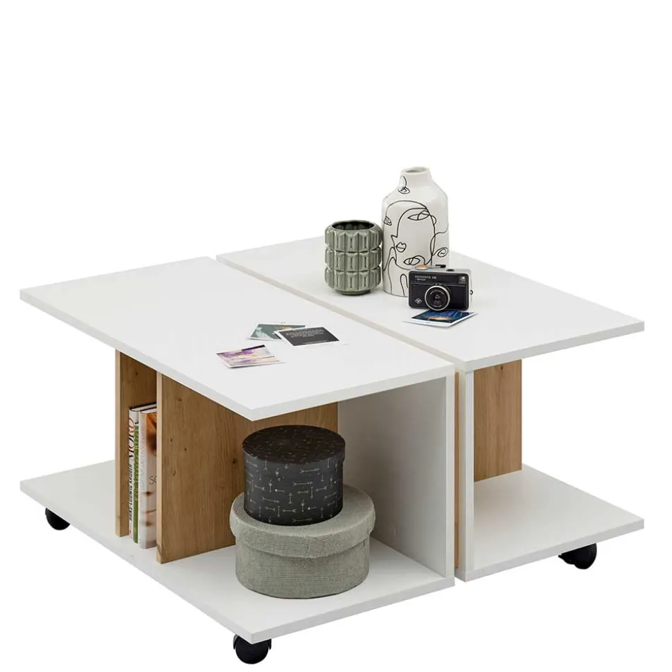 Couchtisch mit Ablagen auf Rollen - Hurada