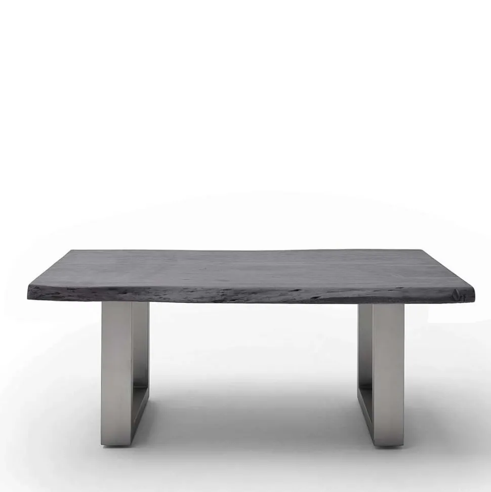 Couchtisch mit Naturkanten Holzplatte in Grau - Kassanda