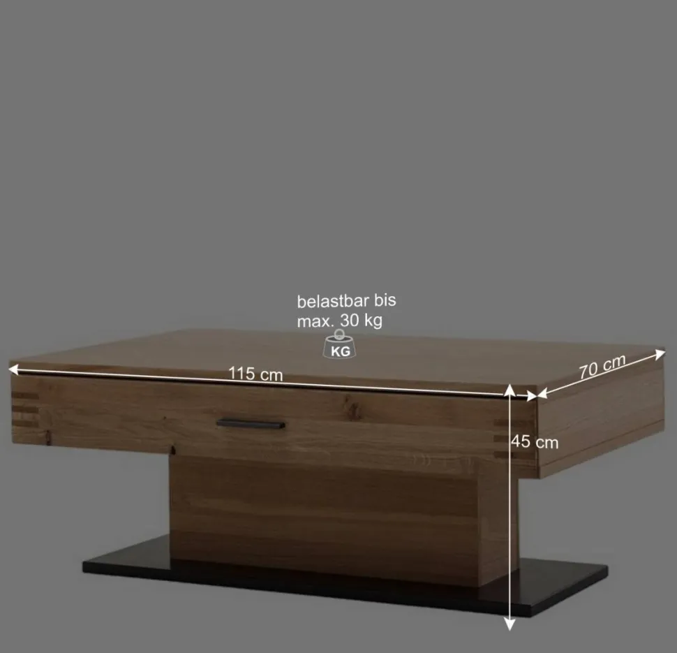 Couchtisch mit Säulenfuß und Schublade - Crupean