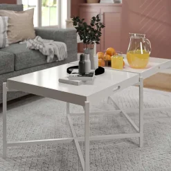 Couchtisch mit zwei Tabletts in Weiß - Vereny