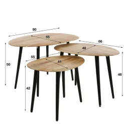 Couchtisch Trio aus Akazie - Quierly (dreiteilig)