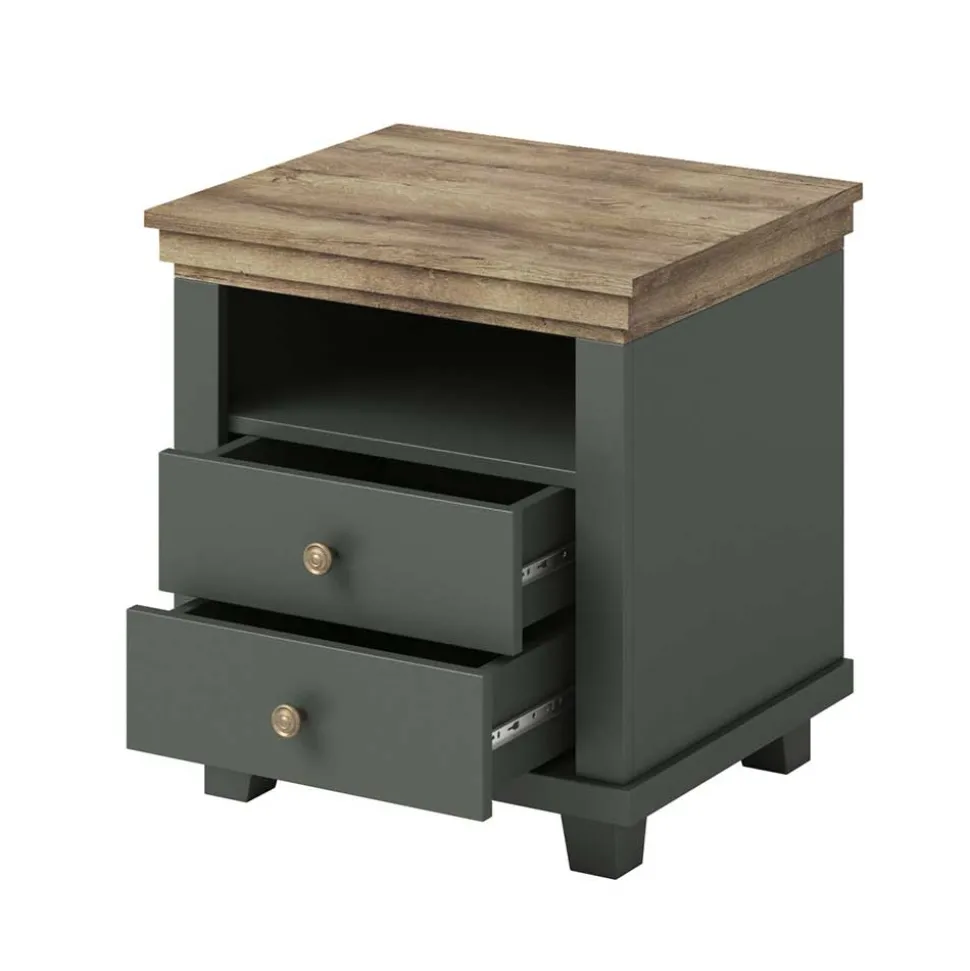Country Nachtkommode in Dunkelgrün - Daney