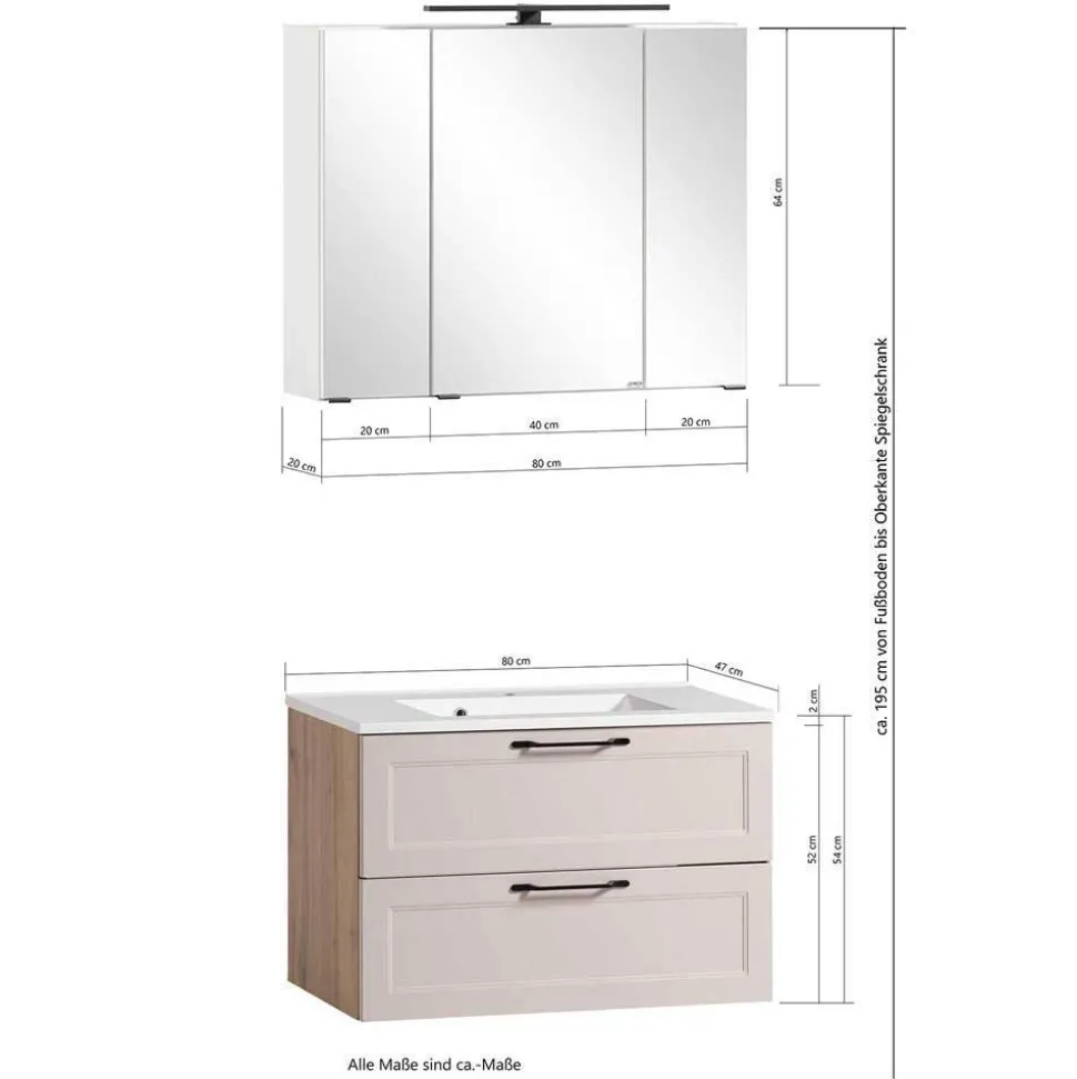 Country Style Badezimmermöbel Set - Trioto (vierteilig)