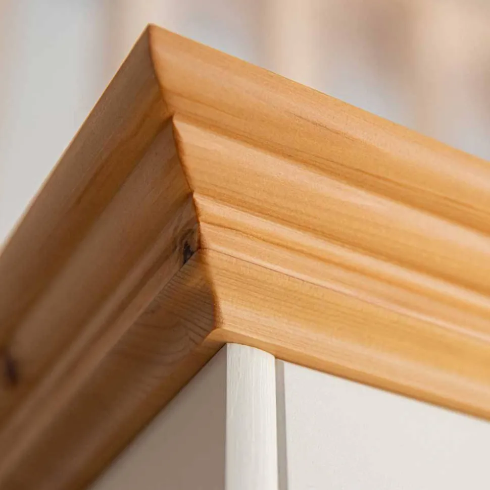 Country Style Highboard in Weiß & Kiefer Natur - Vitablo