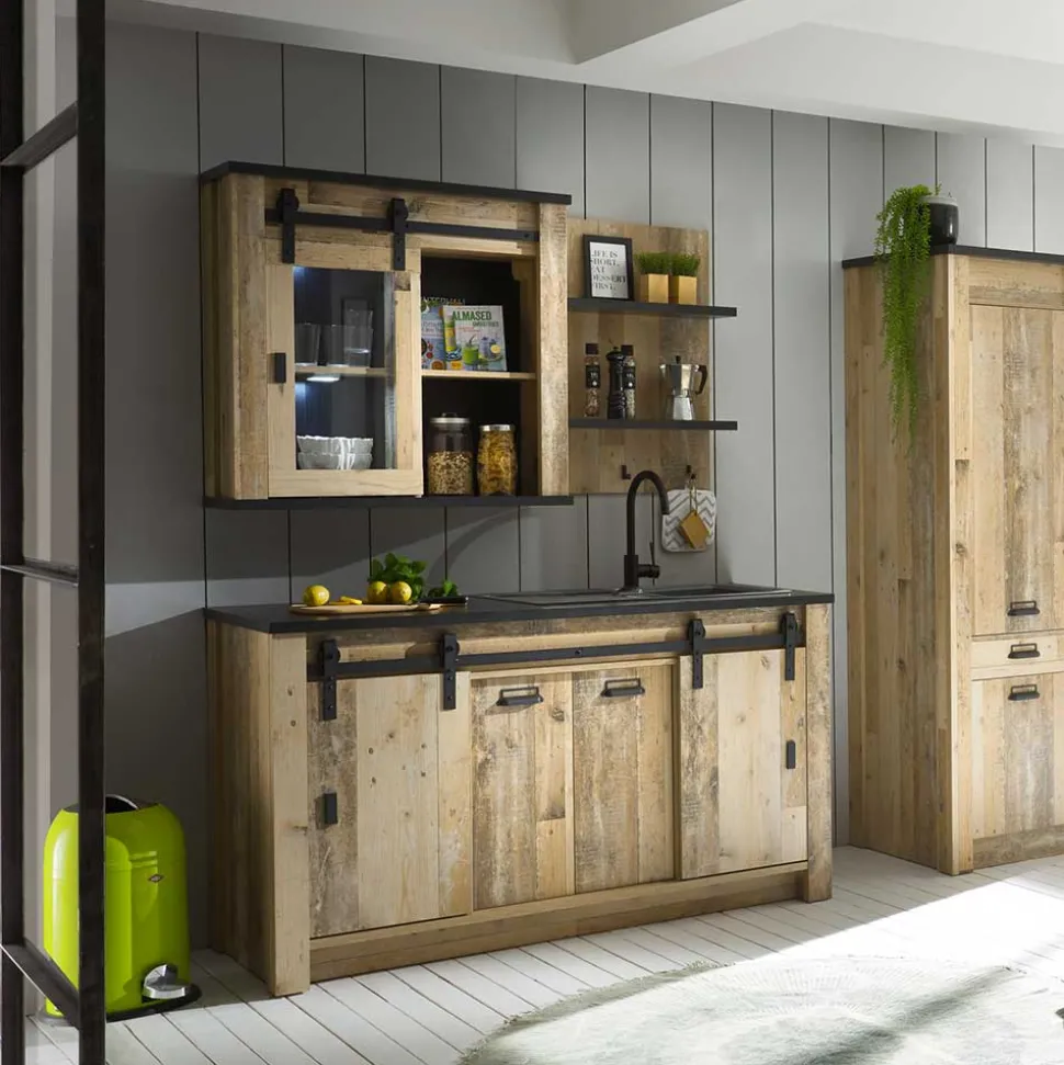 Country Style Oberschrank mit Glas Schiebetür - Garisa