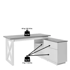 Country Style Schreibtisch mit Seitenregal - Ristina