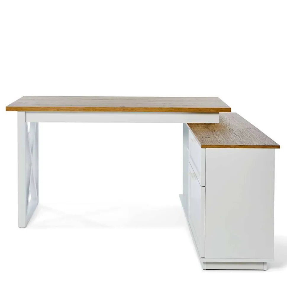 Country Style Schreibtisch mit Seitenregal - Ristina